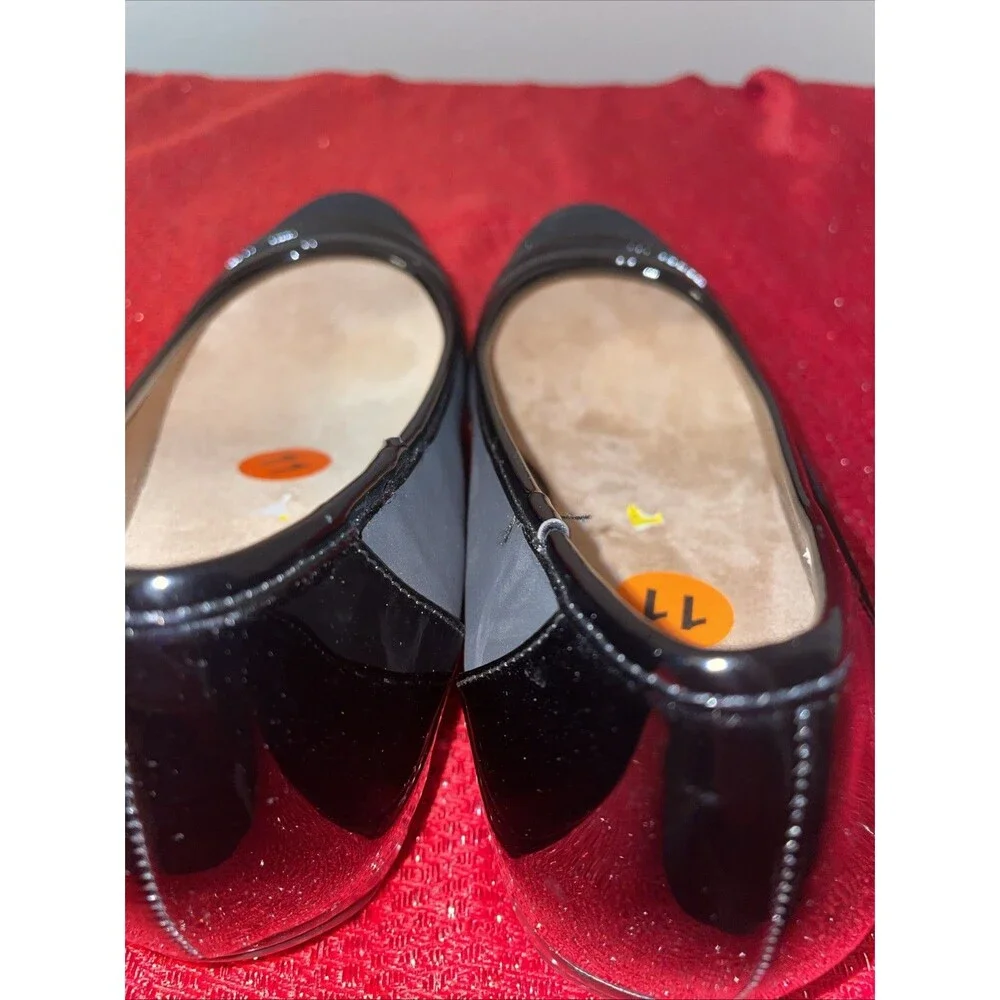 LifeStride Delight Black Low Wedge Slip On Flats Women Size 11M